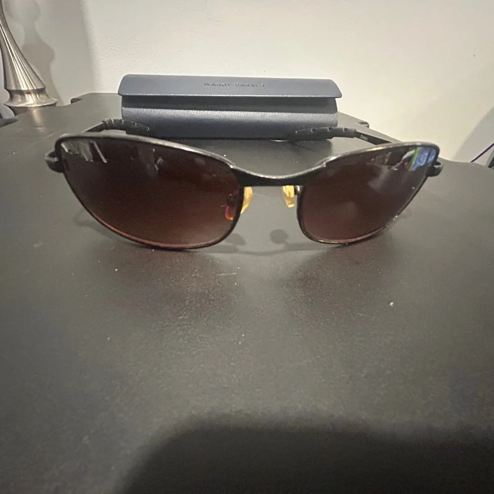 Gun Metal sunglasses brown lens with Warby Parker hard case